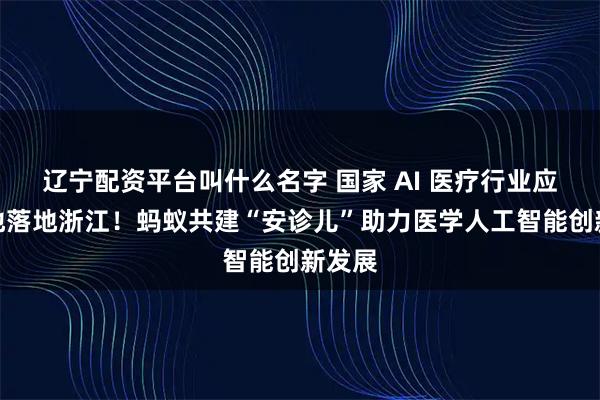 辽宁配资平台叫什么名字 国家 AI 医疗行业应用基地落地浙江！蚂蚁共建“安诊儿”助力医学人工智能创新发展